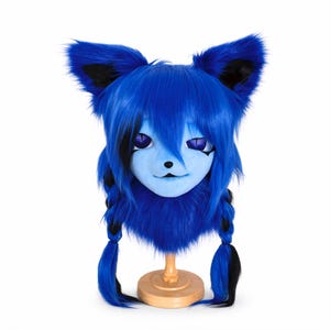 Kemono Fursuit Mask | Blue Fox Headgear | Anime Cosplay Prop | Furry Convention Gear | Halloween cosplay Gear Gift For Furry