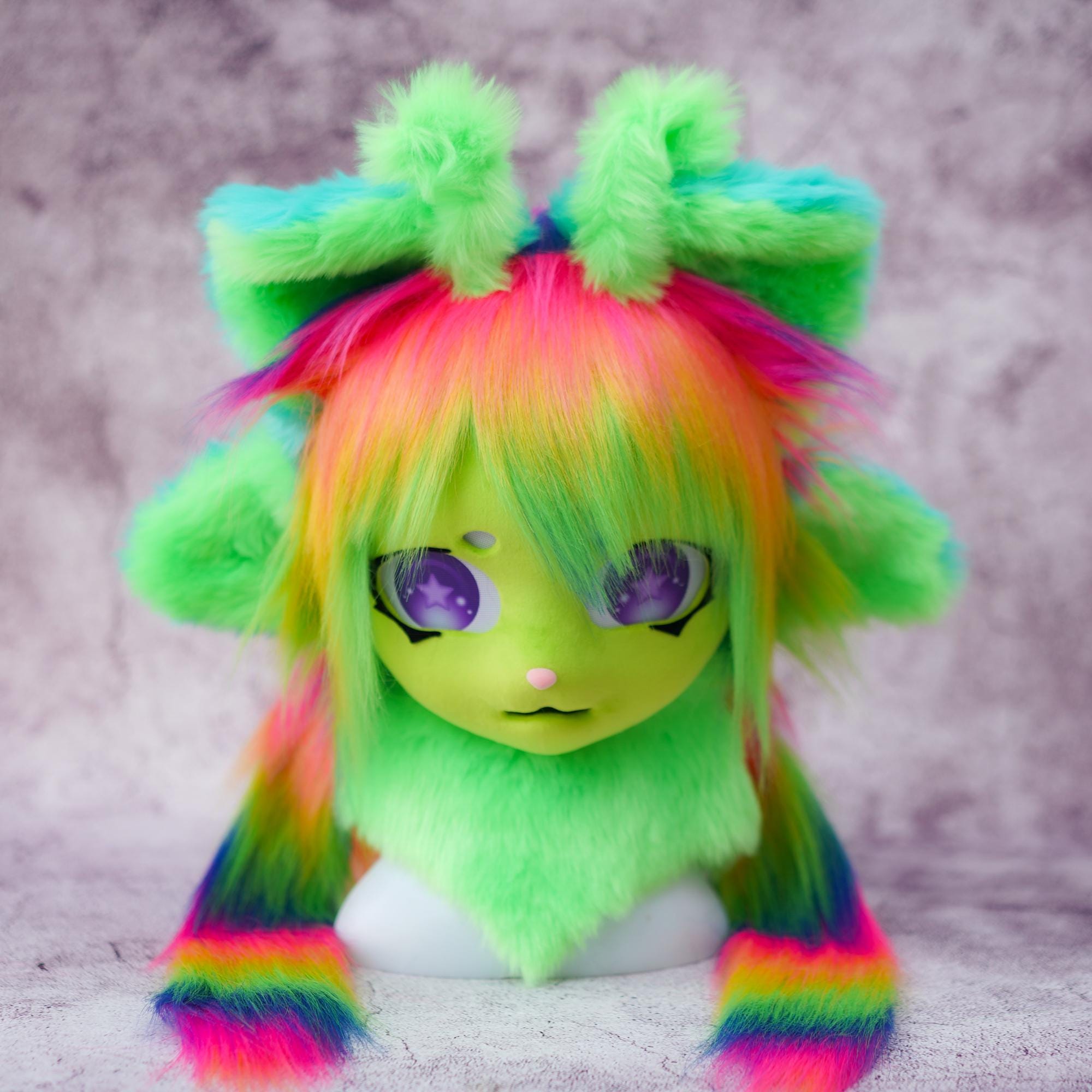 Alien Neno Cat Fursuit Partial Set | Lime Green Cat Fursuit Mask ...