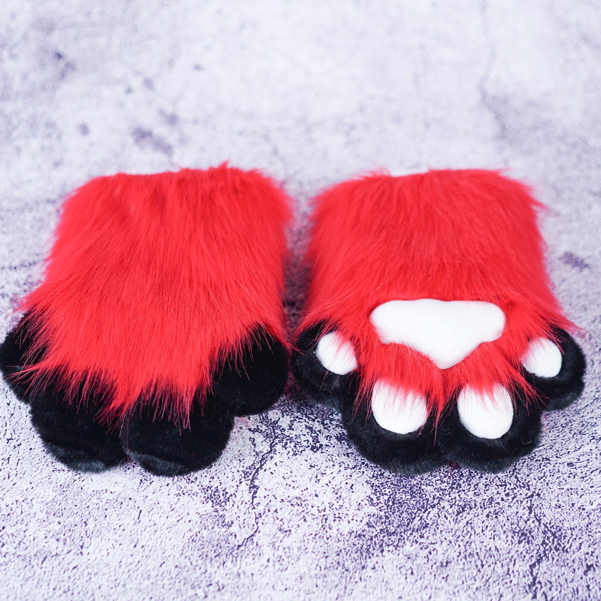 Red Hand Paws Gloves for Halloween Birthday Christmas, Furry