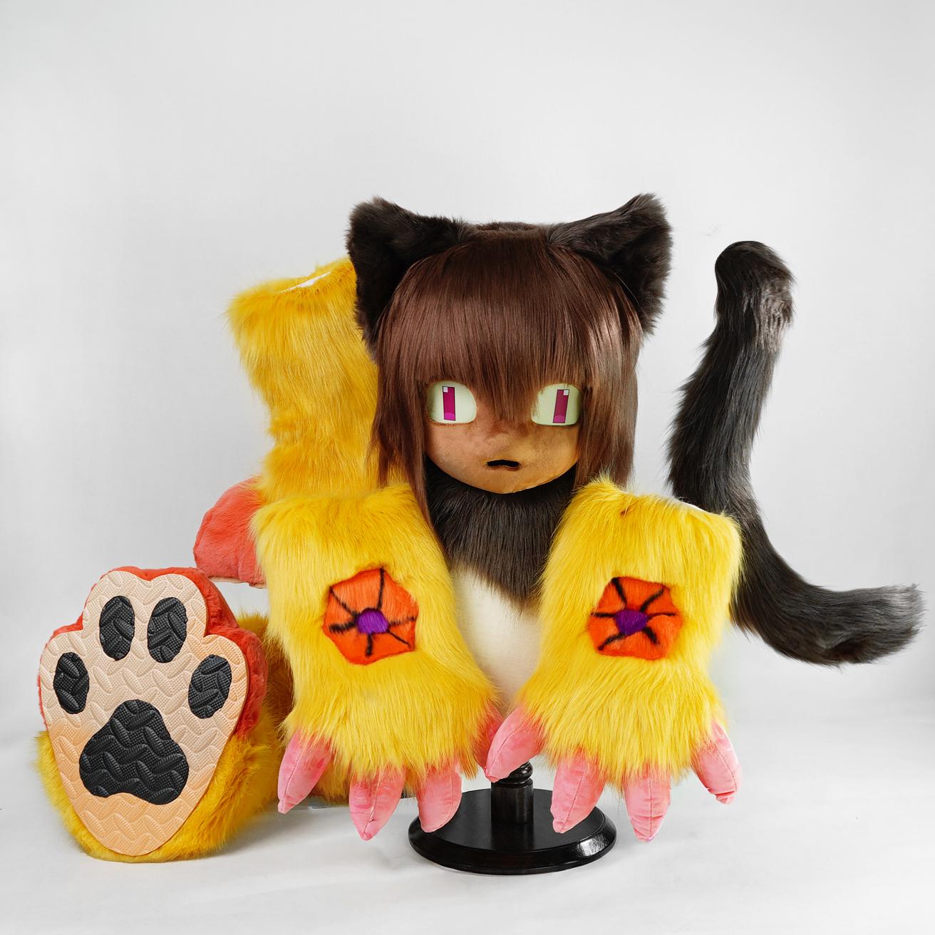 Gameoverse Kit Rig Gameoverse Cosplay Gear, Kit Fursuit Mask Paws, Catgirl Furry Costume ...