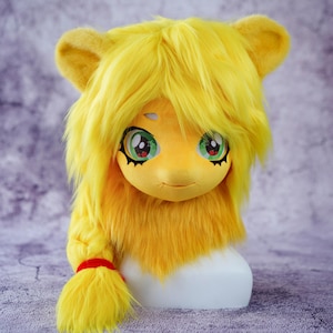 MLP Professional Fursuit Mask, Complete Character Head, Faux Fur Animal Costume, Furry Convention Headpiece, Cosplay Accessory for Events