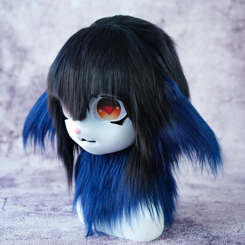 Partial Fursuit Mask, Faux Fur Head Accessory, Character Cosplay ...