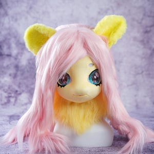 little pony cosplay mask, High-Quality Faux Fur Mask, MLP Furry Character Costume, Animal Cosplay Headpiece, FurCon Accessory for Teens