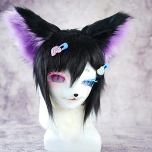 LARP Fursuit Mask, Faux Fur Fox Animal Head, Role-Playing Costume Accessory, Furry Character Headpiece, Cosplay Convention Gear