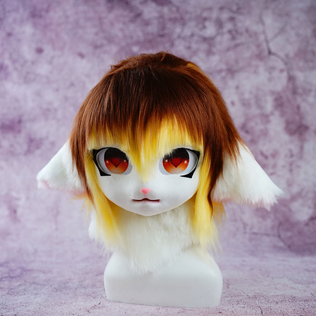 Lovely Caramel Pudding Lamb Kigurumi Furry Mask,gift for Daughter