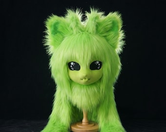 Alien Cat Fursuit Mask | High-Grade Faux Fur Headgear | Breathable Mesh Eyes & Max 67cm Fit | Kigurumi Anime Cosplay