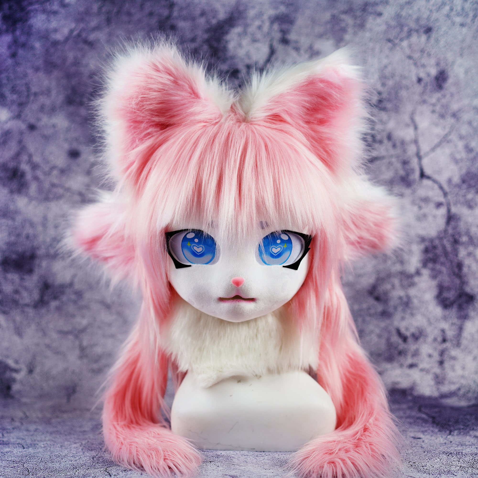 Harig aangepast kostuum (harig gedeeltelijk pak) handgemaakt cosplaykostuummasker, Kig kemono-masker, fursiut-hoofd, relikwie van het Halloween-hoofd