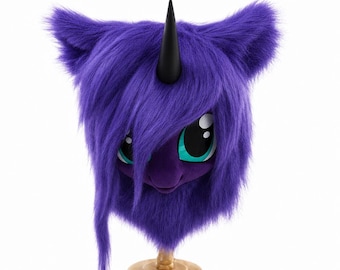 Princess Luna MLP Cosplay Head, Custom fursuit Unicorn head, Furry Pony Cosplay, Therian mask, Convention Gear, Kawaii Halloween Gift