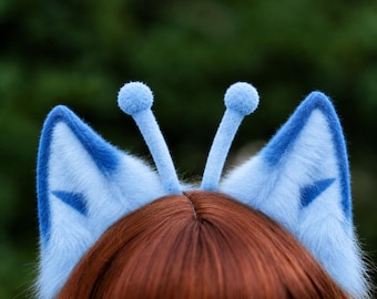 Cat ears, Alien Cat Headband, Kemonomimi ears, Faux Fur Kitsune ears, Kawaii neko costume, Comic con accessory, Therian Gear, Halloween Gift
