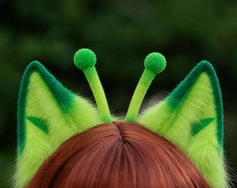 Alien Cat Ears, Faux Fur Ears, Kemonomimi ears, Kitsune ears, Cat Ears, Kawaii neko costume, Comic con accessory
