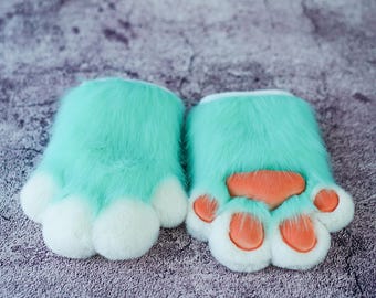 Guantes verdes con forma de patas para Halloween, cumpleaños y Navidad, guantes peludos con forma de cachorro o gatito, ideales para cosplay, con sonido, perfectos para adolescentes o hijas.