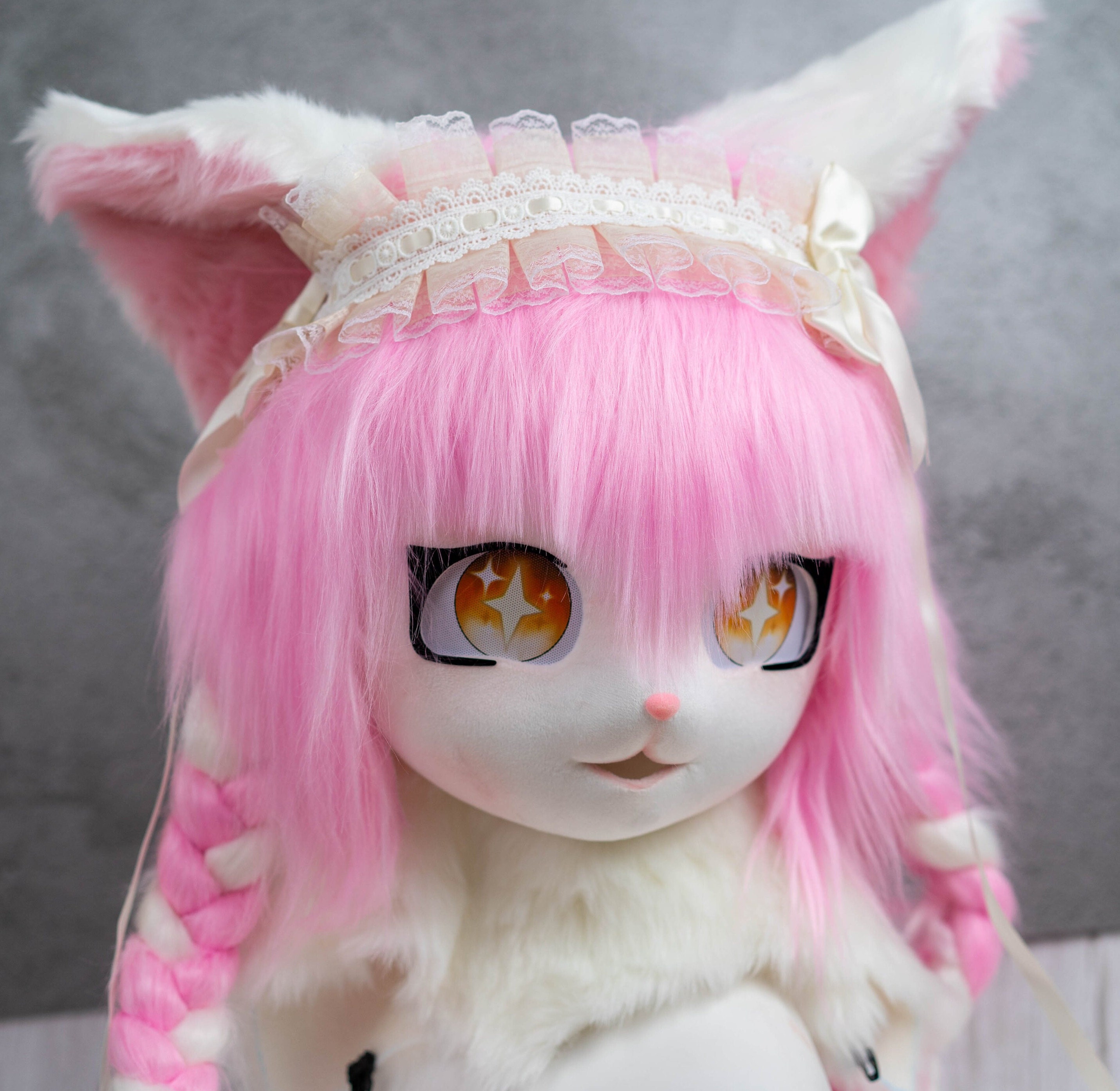 Pink Cat Mask, Mask King Cat Mask Furry Cosplay Mask Head With