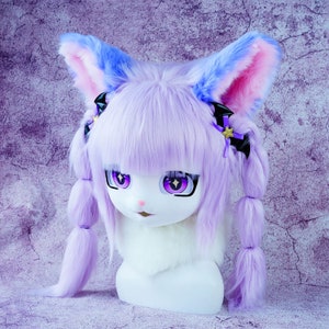Cat Mask Furry Cosplay kigurumi fursuit Head Cosplay Animal mask Birthday gift Halloween limited mask mysterious kitten Handmade mask