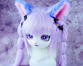 Cat Mask Furry Cosplay kigurumi fursuit Head Cosplay Animal mask Birthday gift Halloween limited mask mysterious kitten Handmade mask
