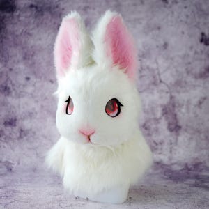 Faux Fur Bunny Mask | Realistic Fursuit Head | Furry Fandom Cosplay | Anime Convention Prop | Custom Animal Costume
