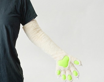 Slim Fursuit Paws Long Arm Paws, Feral Fursuit Gloves for Cat or Fox, High Dexterity Handpaws with Sleeves, Furry Cosplay Gloves,Kawaii Prop