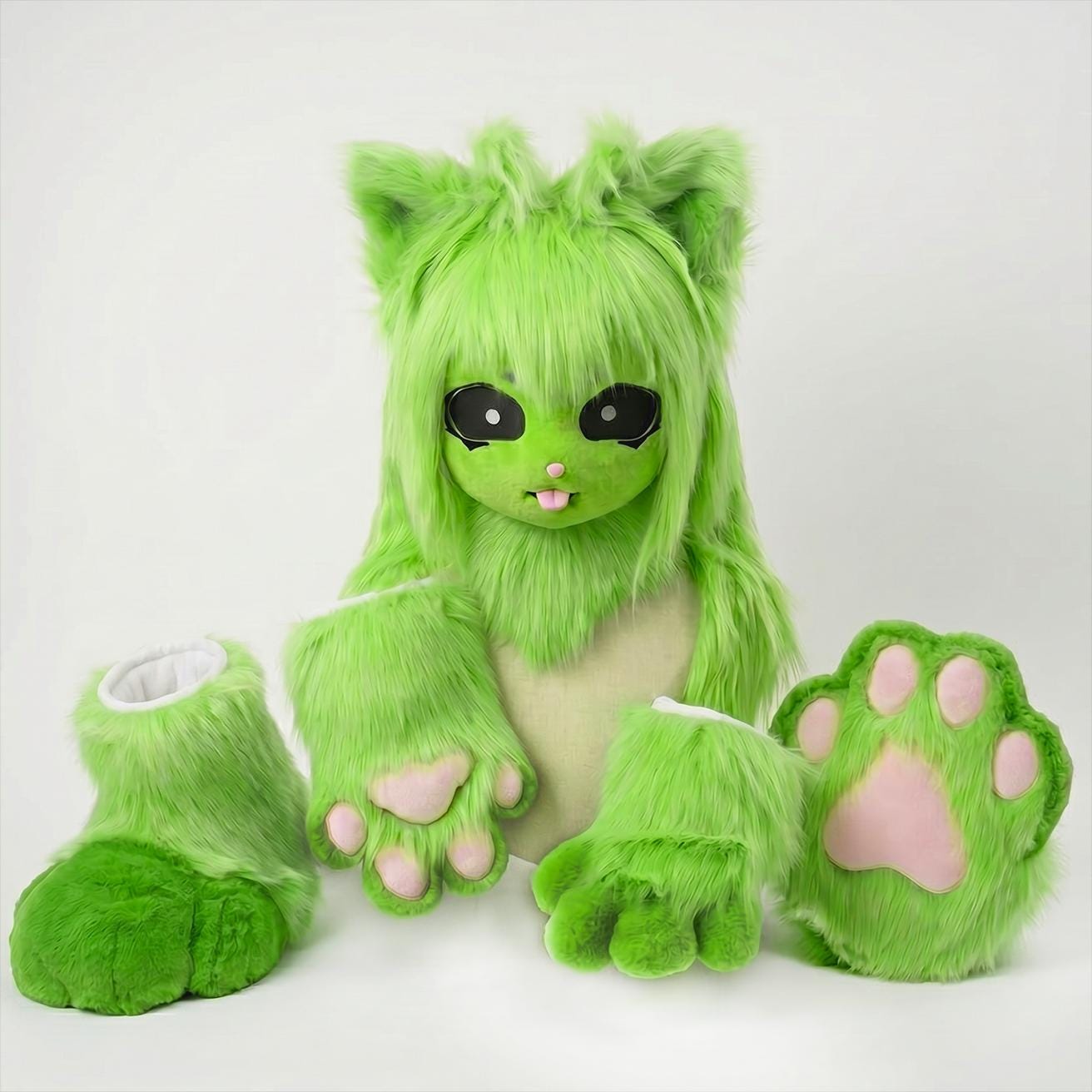 Alien Cat Fursuit Mask Set, Fursuit Paws Set, Furry Gloves and Shoes ...