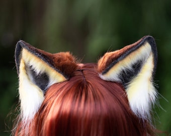 chestnut fox ears headband, fluffy fur ears, brown wolf ears , Faux ears, wolf ears cosplay, fox ears cosplay,kitten ears, B011