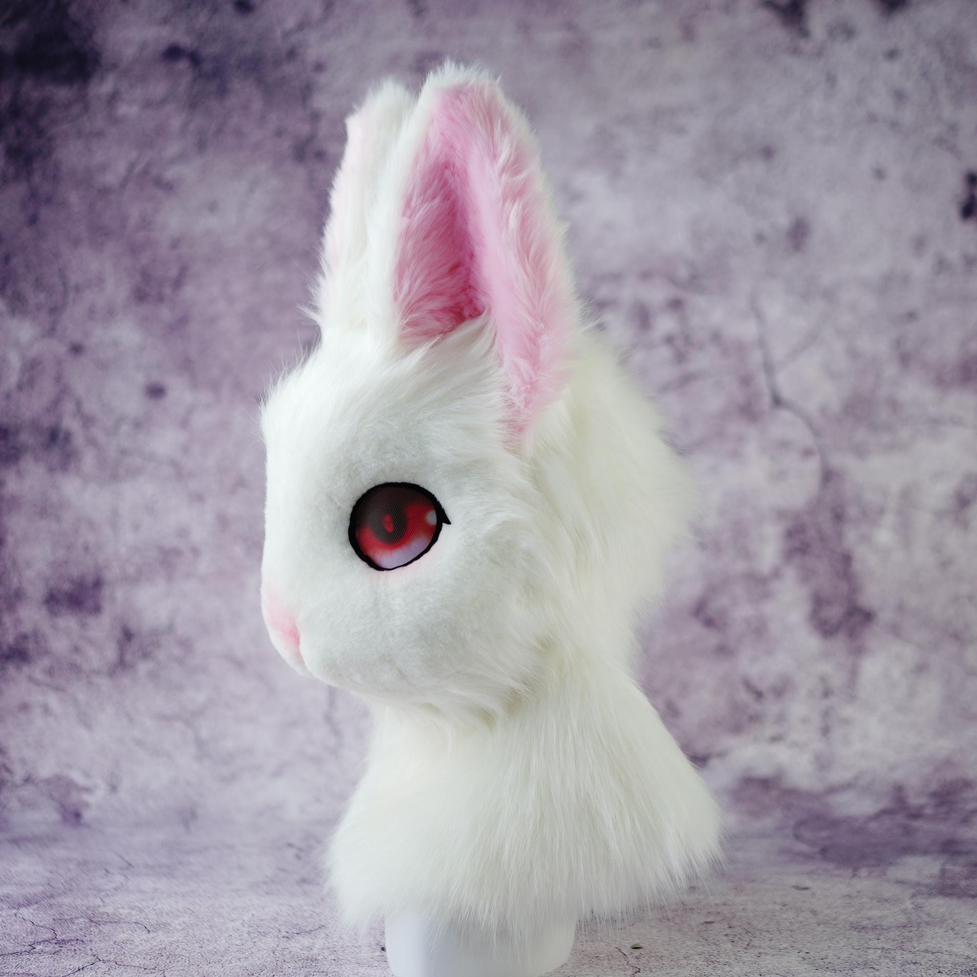 Faux Fur Bunny Mask | Realistic Fursuit Head | Furry Fandom Cosplay ...