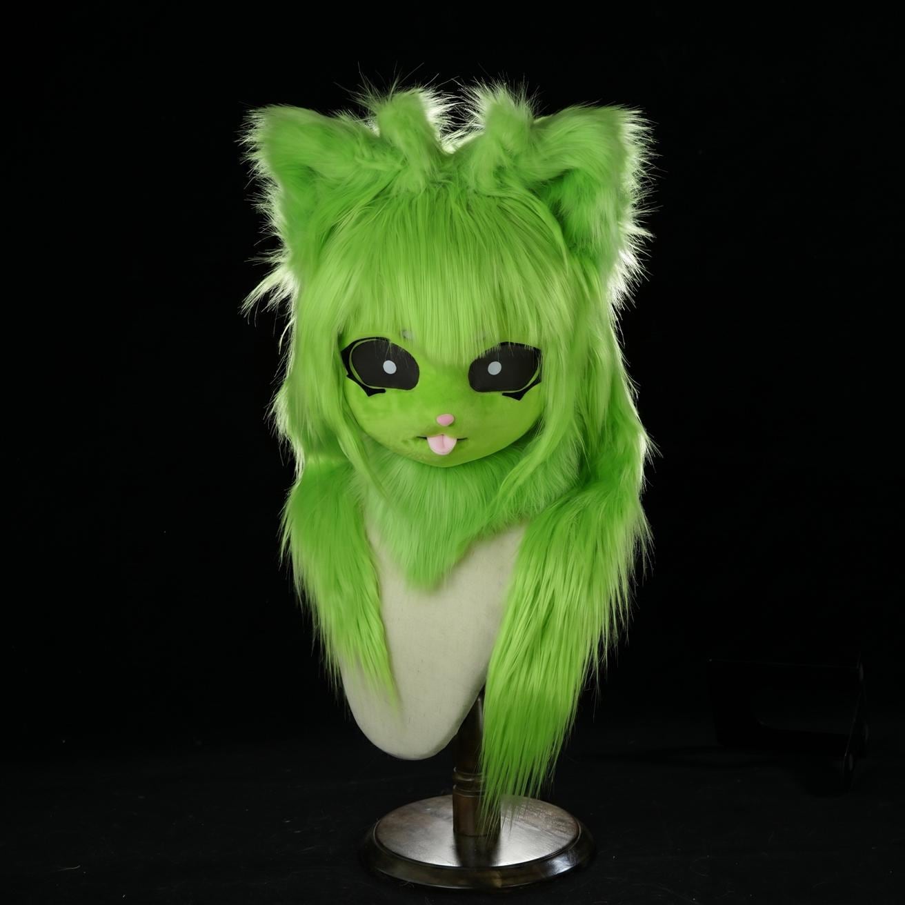 Alien Cat Fursuit Partial Set | Red & Blue Cosplay Head and