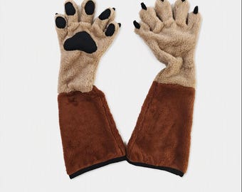Slim Faux Fur Paws Long Arm Gloves Slim fursuit paws 5 finger furry paws Furry fandom gear Comic con accessory Halloween Gift 2026