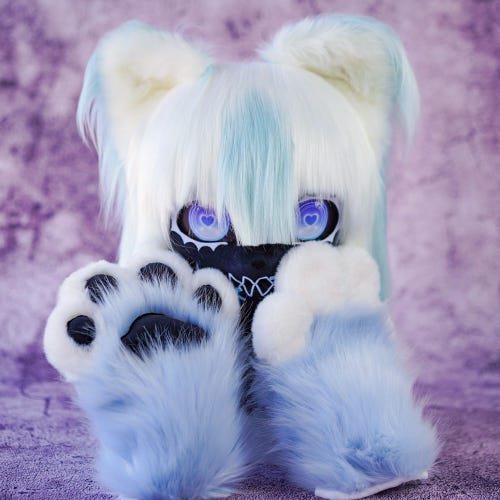 Silence Face Kigurumi Head & Paws Set – Black and White Fursuit