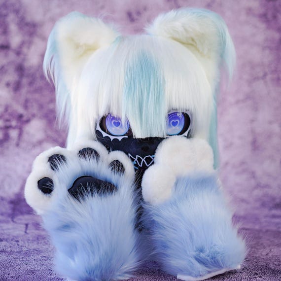 Silence Face Kigurumi Head & Paws Set – Black and White Fursuit