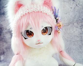 Dolce Baby rosa kig Kopf mit Tracking Augen, handgemachte Maske Geschenk, stückgefärbte Cosplay Maske für Furry Conventions und ACG Events