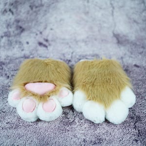 Camel Hand Paws gloves for Halloween Birthday Christmas, furry gloves-puppy kitty animal Cosplay paw with Squeak for teenagers daughter