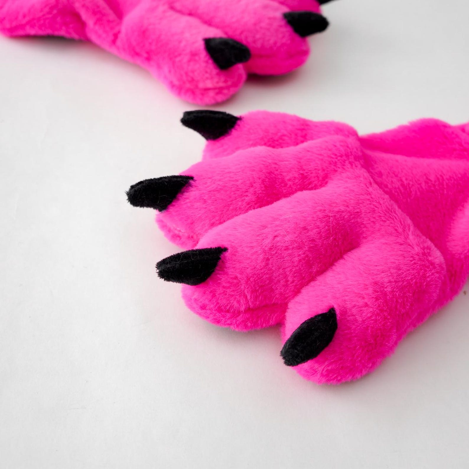 Fake Rabbit Paws Slim Faux Fur Paws Set, Hot Pink Animals Cosplay Handpaws, Realistic ...