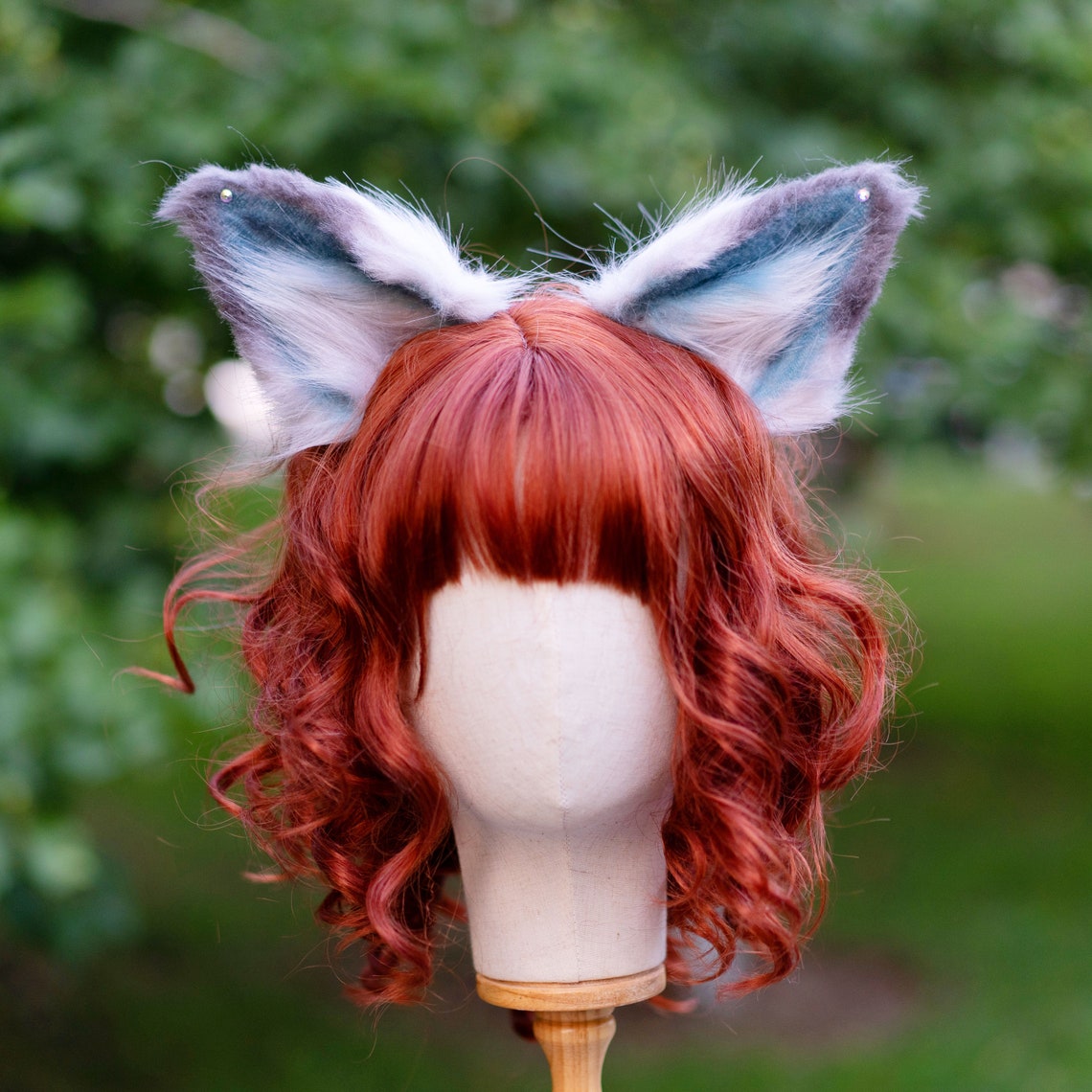 Lappland Cosplay Ears fairy ears Blue Grey Kitsune Ears Etsy