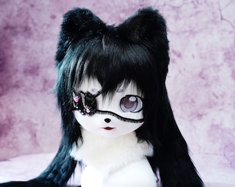 Dark black Halloween kigurumi kitty mask Handmade Cosplay adoptable,kigurumi style fursuit head therian fursuit Halloween Surprise pet play