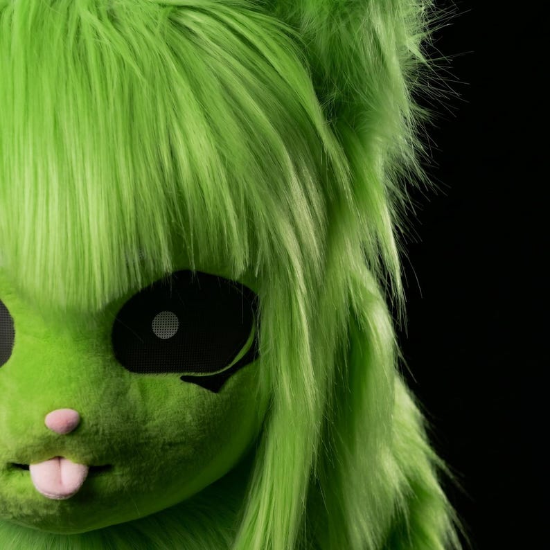 Alien Cat Fursuit Mask | High-grade Faux Fur Headgear | Breathable Mesh ...