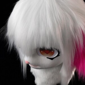 Furry Goat Head Anime Cosplay Mask Helmet | White with Pink Black Ears | High Ventilation image 6