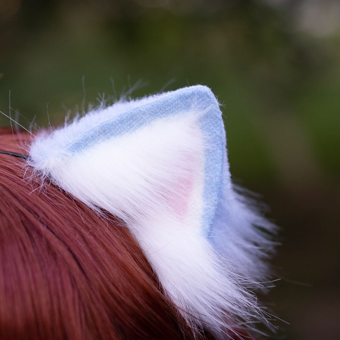 Blue Cat Ears Headband Fluffy Fur Ears Blue Kitten Ears Etsy