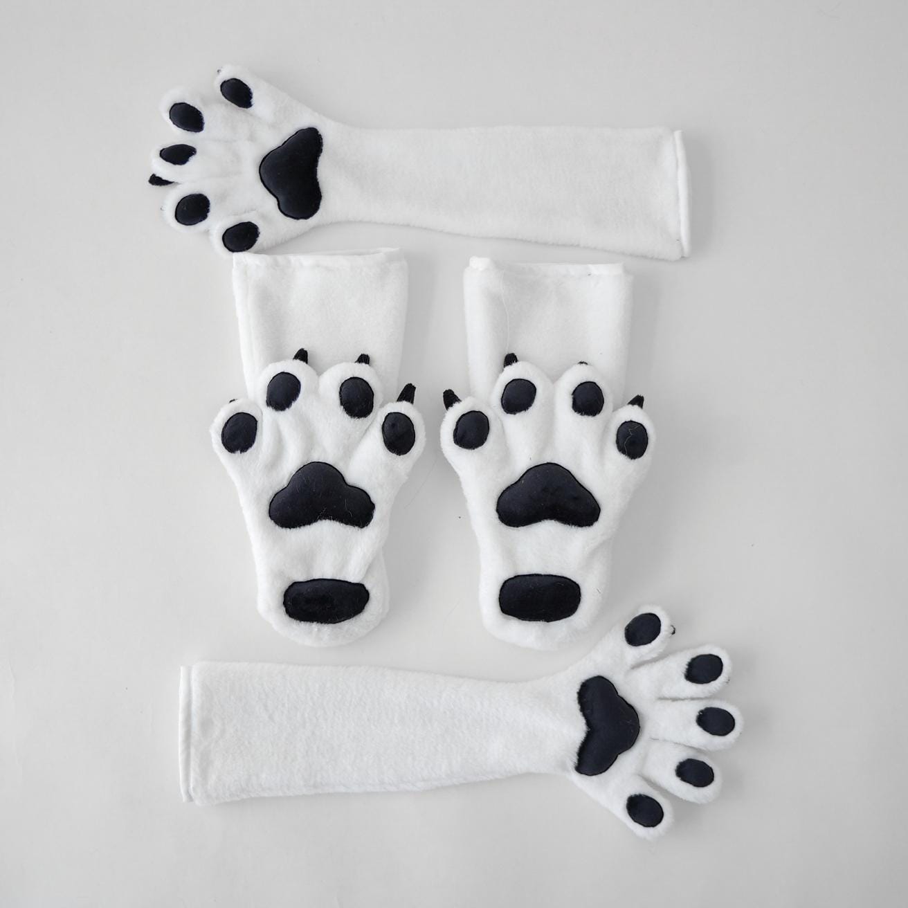 Fake Rabbit Paws Slim Faux Fur Paws & Feetpaws Set | White Black Furry Handpaws ...
