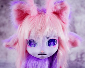 Alien Kig Furry Mask - Profesjonalny antropomorficzny zwierzęcy łeb ze sztucznego futra na konwencję cosplay, niestandardowy projekt postaci, 624