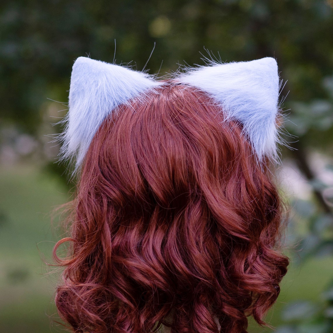 Blue Cat Ears Headband Fluffy Fur Ears Blue Kitten Ears Etsy