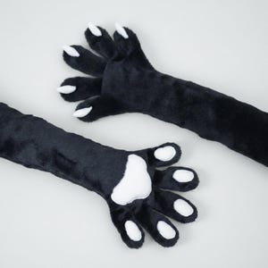 Smukłe futrzane łapy | Cosplay łapy z wyszczuplającym dopasowaniem | Długie futrzane łapy dla postaci wilka, kota lub lisa | Rękawice zręcznościowe Kigurumi