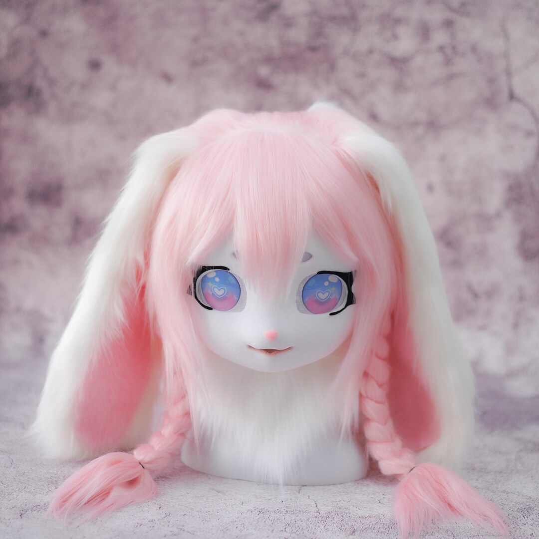 Custom Pink & White Lop Bunny KIG Head - Sweet Toony Rabbit Fursuit ...
