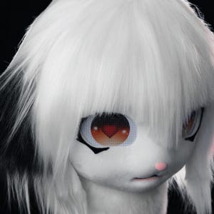 Furry Goat Head Anime Cosplay Mask Helmet | White with Pink Black Ears | High Ventilation image 5