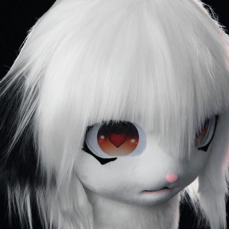 Furry Goat Head Anime Cosplay Mask Helmet | White with Pink Black Ears | High Ventilation image 5