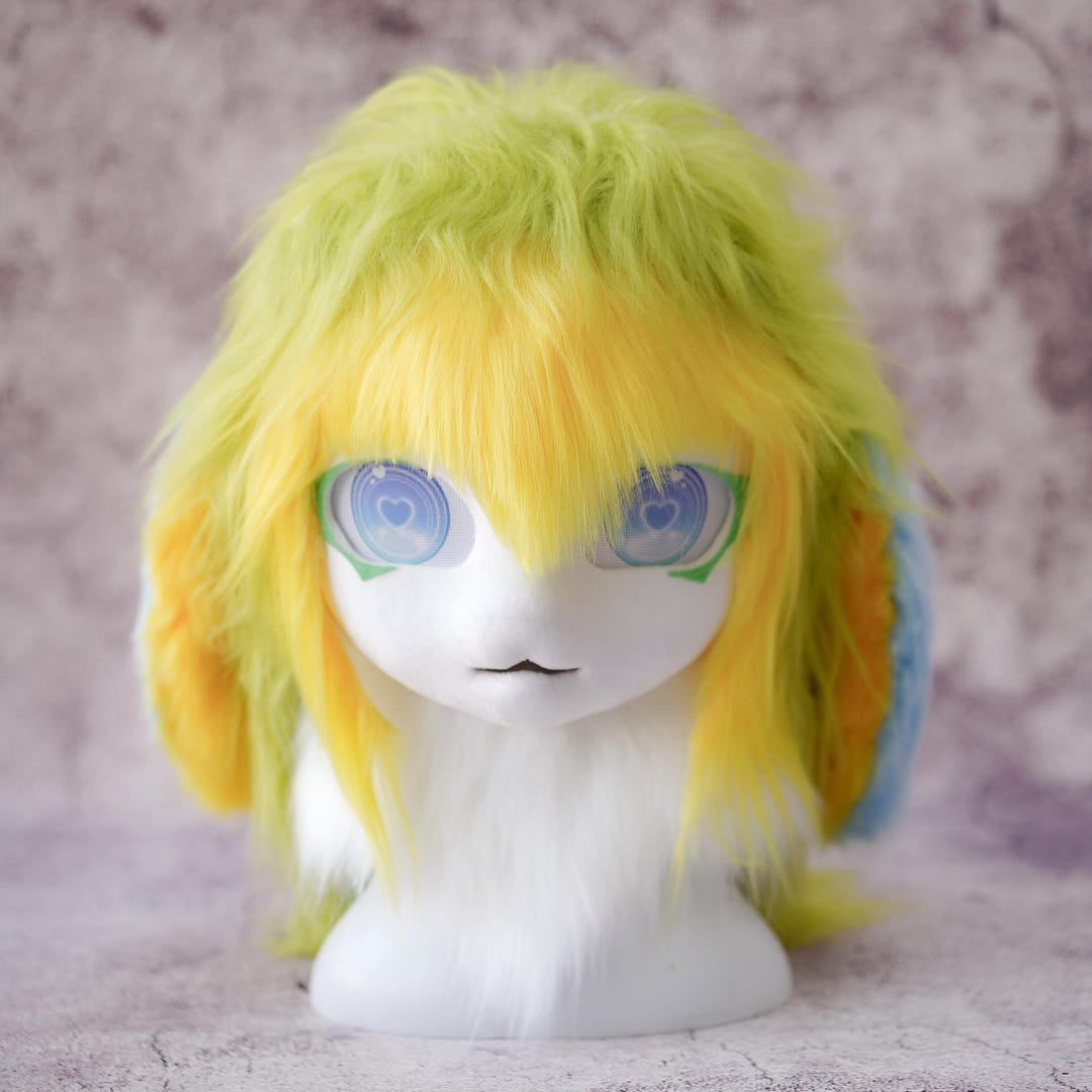 Bunny Fursuit Mask - Rabbit Cosplay Head for Women, Pastel Kawaii Style ...