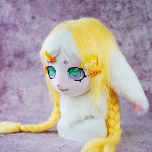 Full of Energy Cute Little Lop Bunny Handmade Kig Head Mask Furry ...