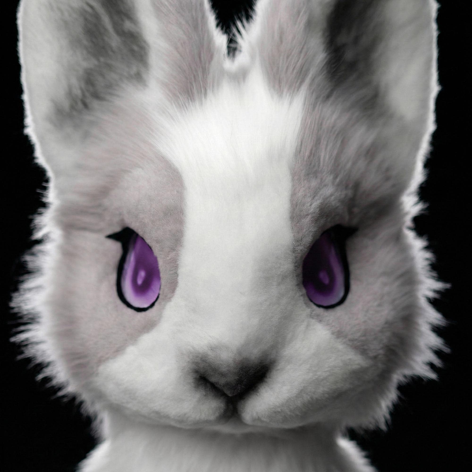 Realistic Bunny Fursuit Head: Gray Faux Fur, Blue Anime Eyes - Etsy