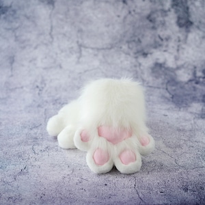 White fursuit paw gloves, furry gloves, puppy kitty animal Cosplay paw with Squeak, gift for teenagers, Halloween Birthday gift, pet play