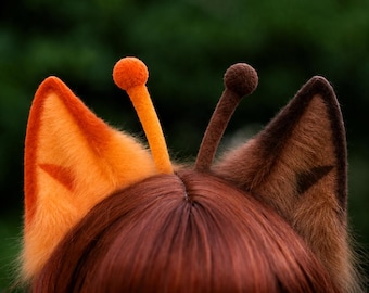 Alien Cat Headband, Faux Fur Ears, Kemonomimi ears, Kitsune ears, Calico Cat Ears, Kawaii neko costume, Comic con accessory, Custom color