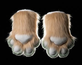 Fursuit Hand Paws | 4-Finger Furry Cosplay Paws | Toony Plush Faux Fur Gloves with Squeakers | Custom Kemono Gear for Anthrocon