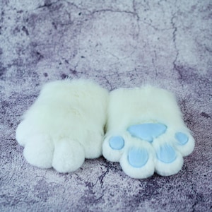 All-White Fursuit Hand Paws, Cosplay Tier Pfoten, Fantasy Kostüm, Custom Fursuit Accessoires für Halloween Partys Furry Convention