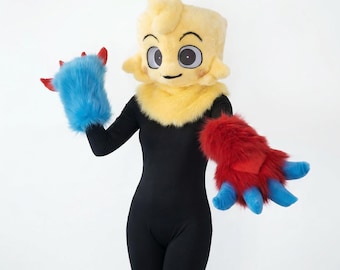 Goob Cosplay Fursuit Partial | Breathable Kigurumi Mask, Paws & Feet Set | Fits Large Heads Anime Costume